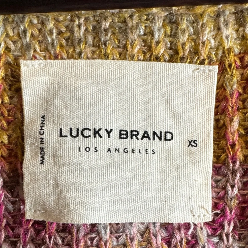 Lucky Brand Multicolor Rainbow Stripe Cropped Cardigan Sweater XS - Picture 2 of 8